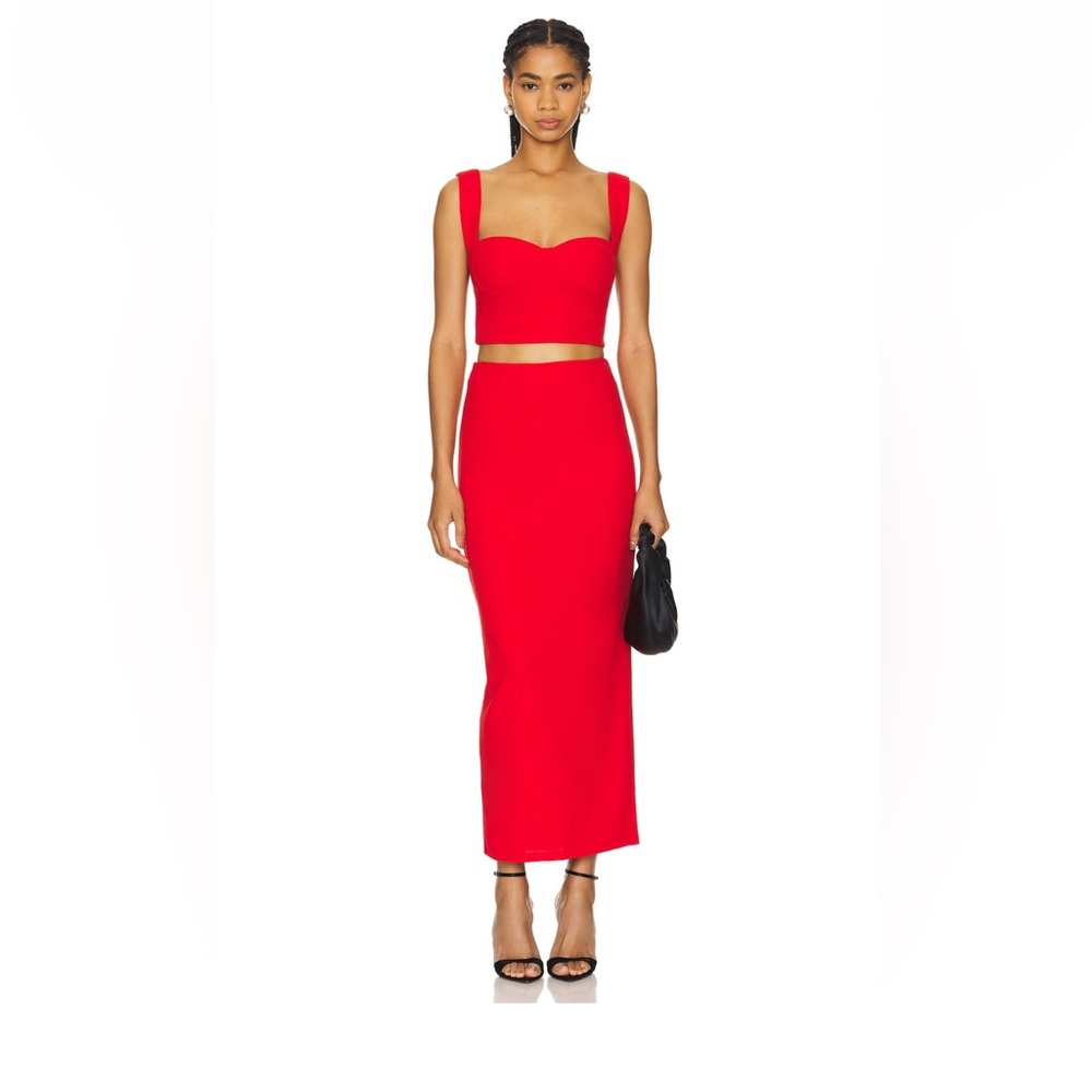 Chic Red Women's Skirt Set